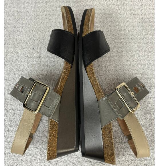Naot Women's Black Grey Leather Wedge Heel Sandals Size 10 AS IS #59860 - Picture 5 of 7